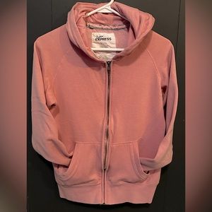Woman’s pink Express zip up sweater size: large